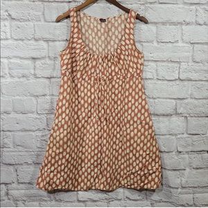 Patagonia Organic Hemp Rusted Red & Cream Smeared Polka Dot Sleeveless Dress,